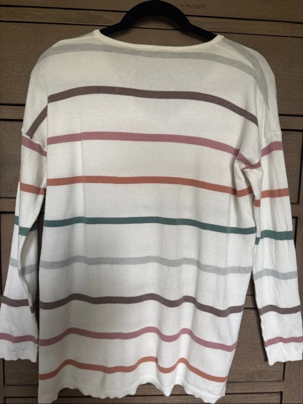 Staccato striped sweater Womens S Viscose V Neck Soft Classic Preppy Nautical
